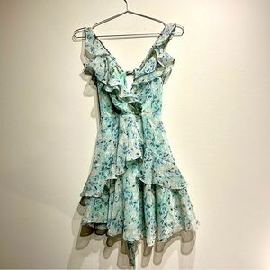 Windsor Romantic Floral Ruffled Chiffon Mini  Dress Size S. NWT